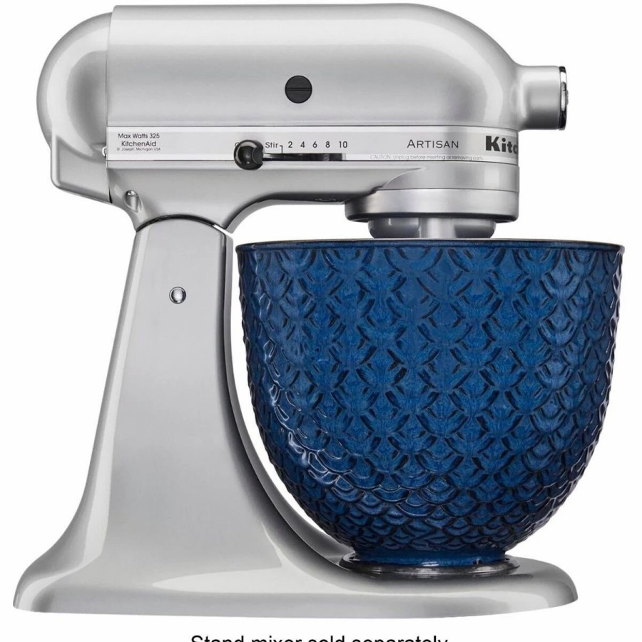 Small Appliances * | Kitchenaid 5-Quart Blue Mermaid Textured Lace Ceramic Bowl | Fits 4.5-Quart & 5-Quart Kitchenaid Tilt-Head Stand Mixers