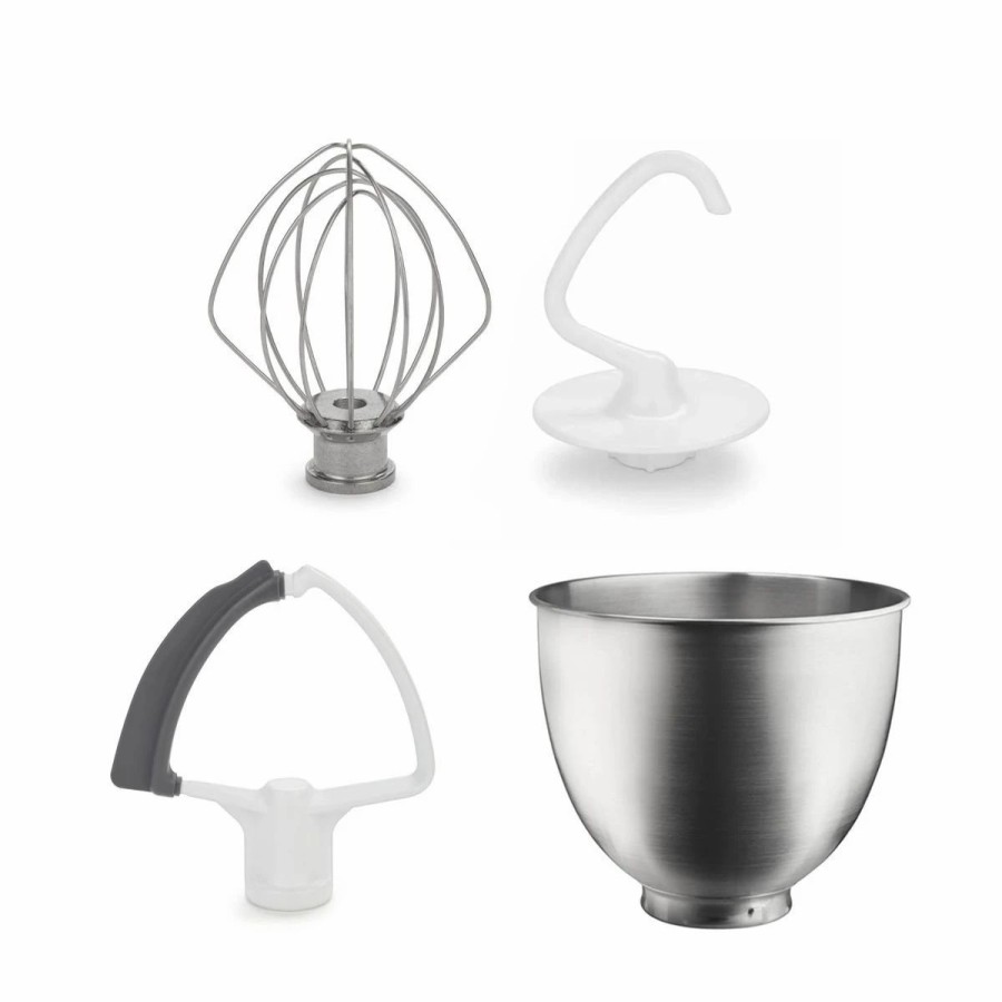 Small Appliances * | Kitchenaid 3.5-Quart Brushed Stainless Steel Bowl + Flex Edge Accessory Pack | Fits 3.5-Quart Kitchenaid Artisan Mini Tilt-Head Stand Mixers