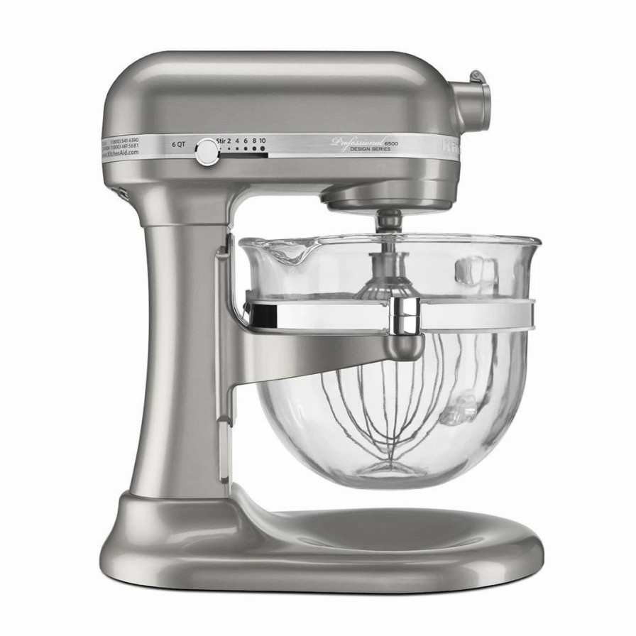 Small Appliances * | Kitchenaid 6-Quart Pro 6500 Design Series Bowl-Lift Stand Mixer | Sugar Pearl Silver