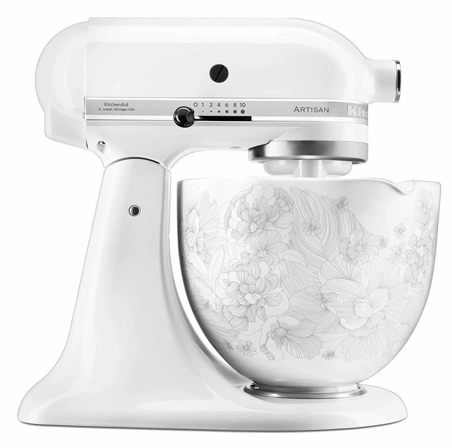 Small Appliances * | Kitchenaid 5-Quart Whispering Floral Patterned Ceramic Bowl | Fits 4.5-Quart & 5-Quart Kitchenaid Tilt-Head Stand Mixers