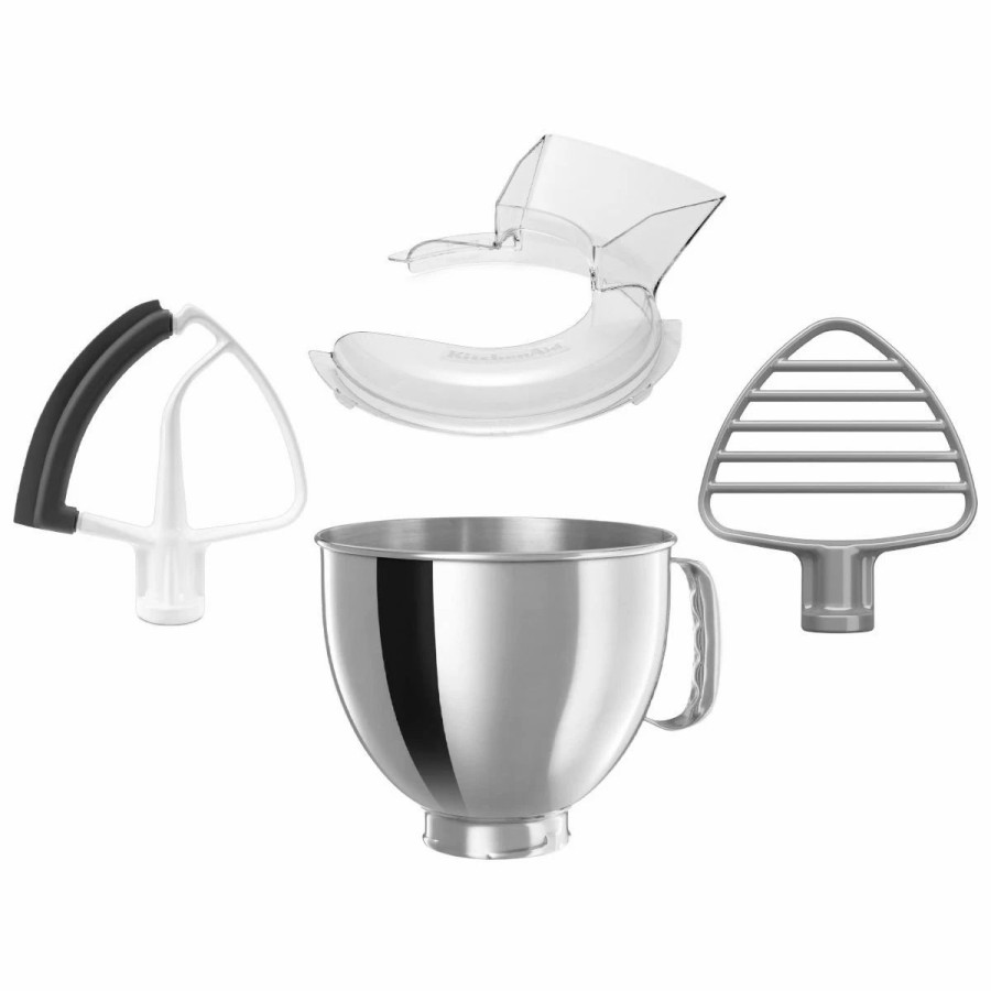 Small Appliances * | Kitchenaid 5-Quart Stainless Steel Bowl + Coated Pastry Beater & Flex Edge Beater + Pouring Shield | Fits 4.5-Quart & 5-Quart Kitchenaid Tilt-Head Stand Mixers