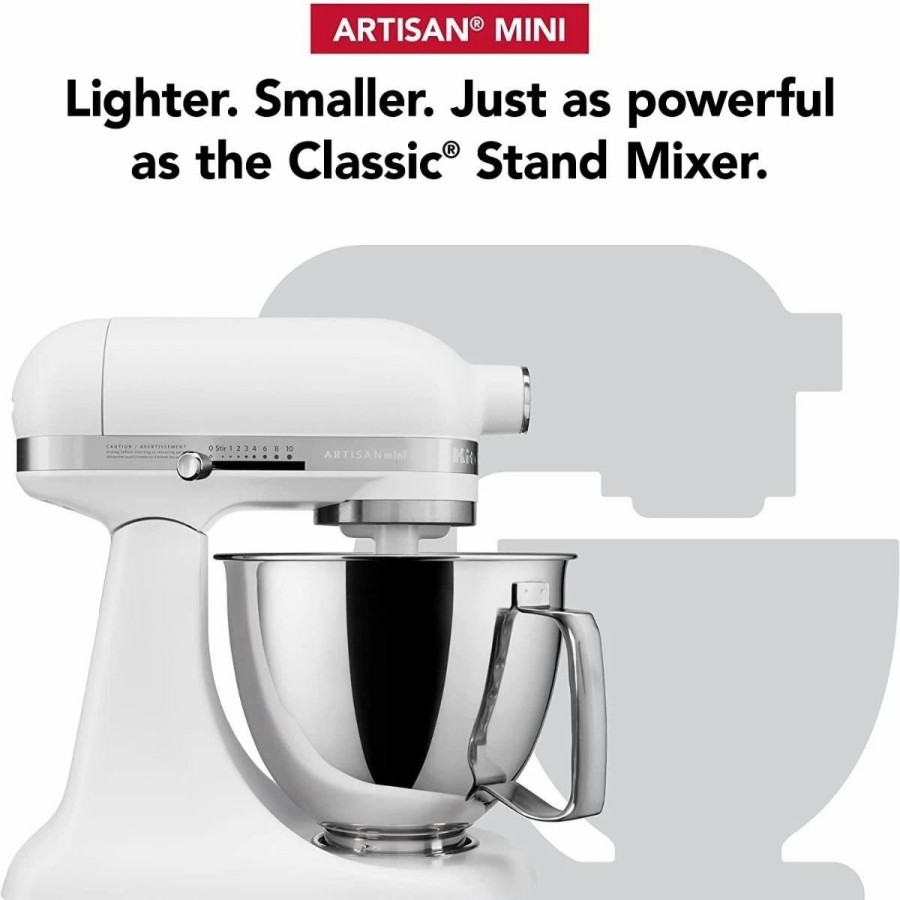 Small Appliances * | Kitchenaid 3.5-Quart Artisan Mini Plus Tilt-Head Stand Mixer | Matte White