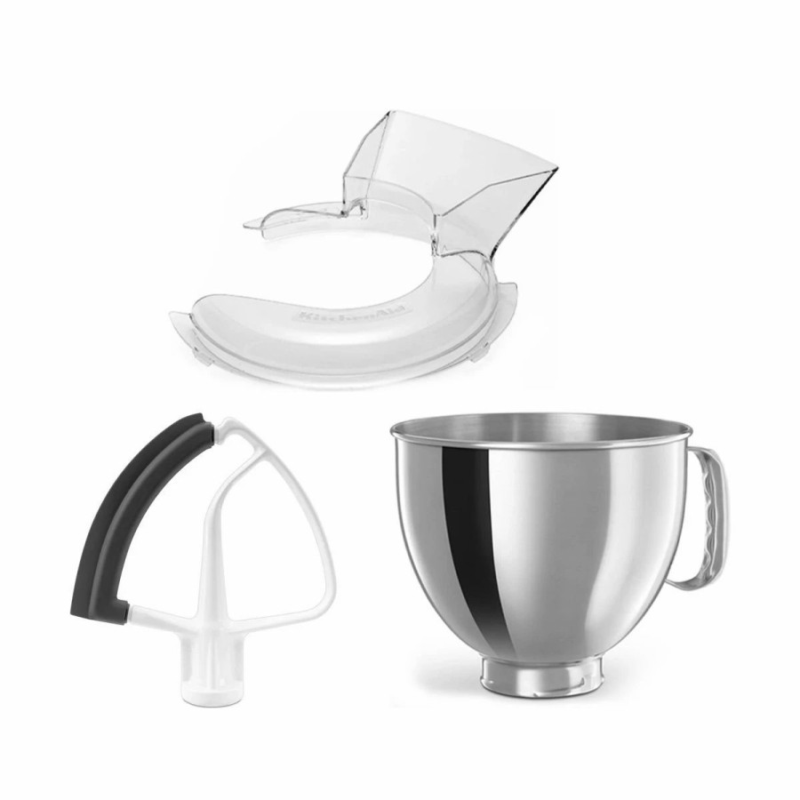 Small Appliances * | Kitchenaid 5-Quart Stainless Steel Bowl + Flex Edge Beater + Pouring Shield | Fits 4.5-Quart & 5-Quart Kitchenaid Tilt-Head Stand Mixers