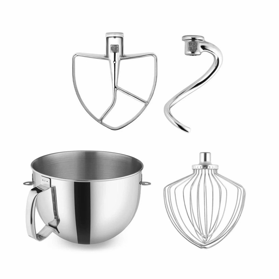 Small Appliances * | Kitchenaid 7-Quart Stainless Steel Bowl + Stand Mixer Stainless Steel Accessory Pack | Fits 7-Quart Kitchenaid Bowl-Lift Stand Mixers