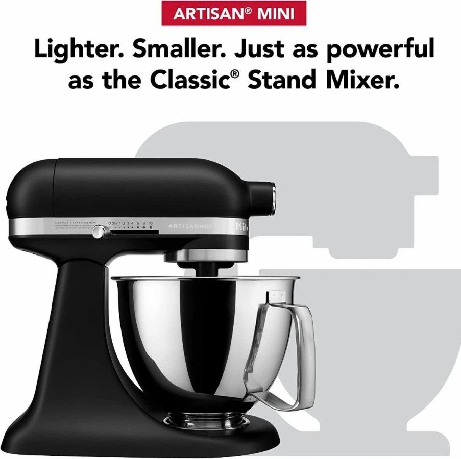 Small Appliances * | Kitchenaid 3.5-Quart Artisan Mini Plus Tilt-Head Stand Mixer | Black Matte