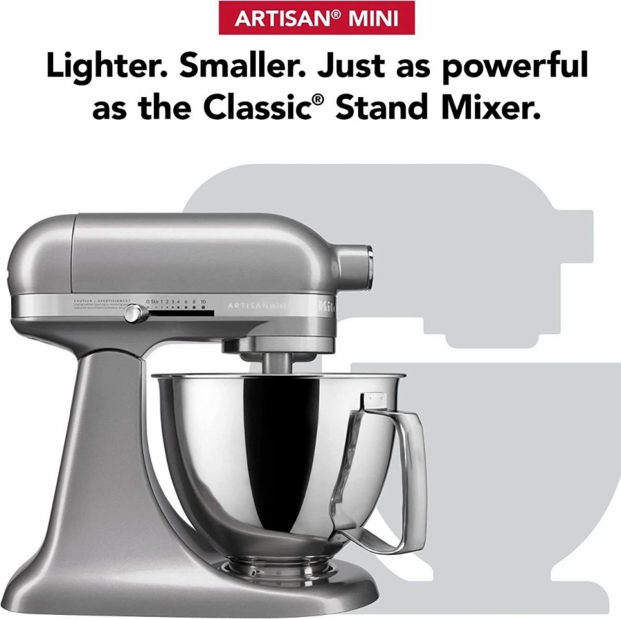 Small Appliances * | Kitchenaid 3.5-Quart Artisan Mini Plus Tilt-Head Stand Mixer | Contour Silver