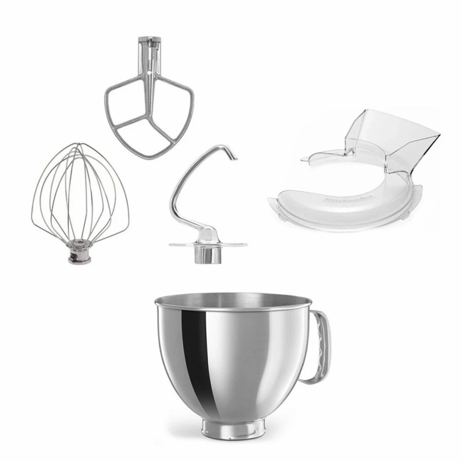 Small Appliances * | Kitchenaid 5-Quart Stainless Steel Bowl + Stand Mixer Stainless Steel Accessory Pack + Pouring Shield | Fits 5-Quart Kitchenaid Tilt-Head Stand Mixers