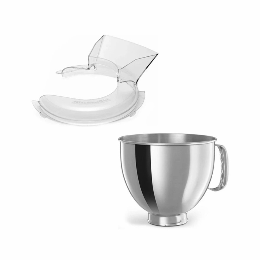 Small Appliances * | Kitchenaid 5-Quart Stainless Steel Bowl + Pouring Shield | Fits 4.5-Quart & 5-Quart Kitchenaid Tilt-Head Stand Mixers