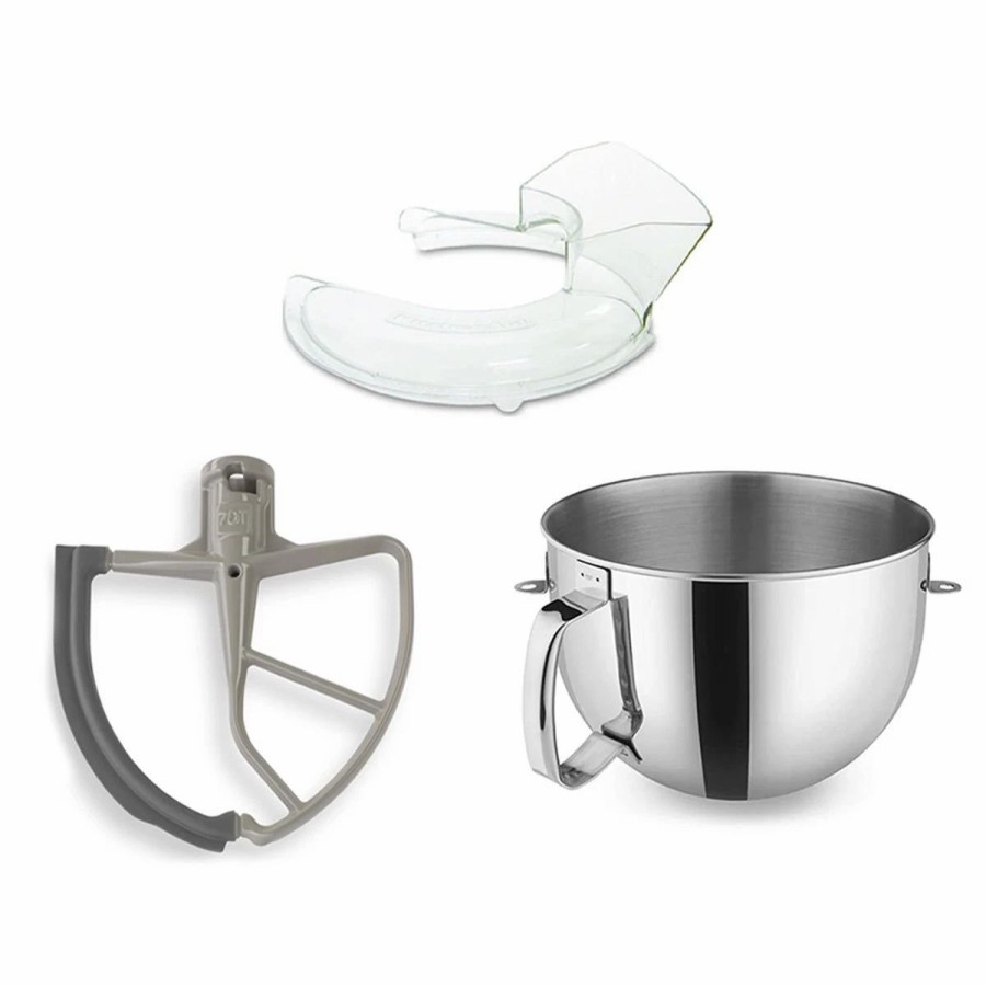 Small Appliances * | Kitchenaid 7-Quart Stainless Steel Bowl + Flex Edge Beater + Pouring Shield | Fits 7-Quart Kitchenaid Bowl-Lift Stand Mixers