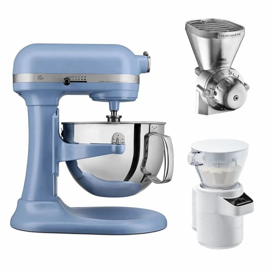 Small Appliances * | Kitchenaid 6-Quart Pro 600 Bowl-Lift Stand Mixer | Matte Vintage Blue + Ultimate Baker'S Bundle