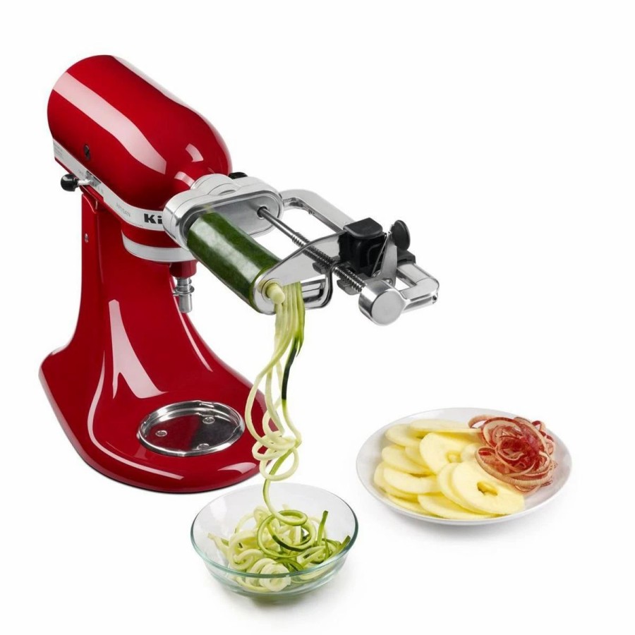 Food Prep Tools * | Kitchenaid Spiralizer Attachment Fits All Kitchenaid Stand Mixer Models (Includes 2 Spiralizing Blades, 2 Slicing/Coring Blades, & 1 Peeling Blade)