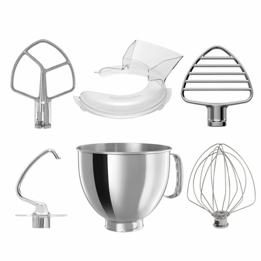 Small Appliances * | Kitchenaid 5-Quart Stainless Steel Bowl + Stainless Steel Pastry Beater Accessory Pack + Pouring Shield | Fits 5-Quart Kitchenaid Tilt-Head Stand Mixers