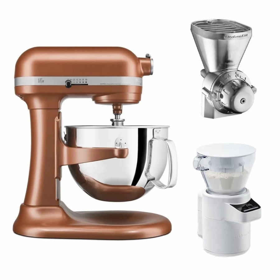 Small Appliances * | Kitchenaid 6-Quart Pro 600 Bowl-Lift Stand Mixer | Copper Pearl + Ultimate Baker'S Bundle